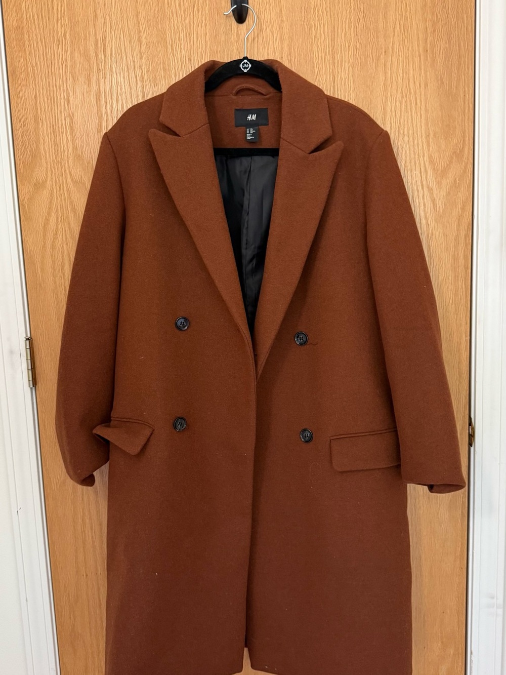 H&M Men's Double-Breasted Rust Brown Pea Coat